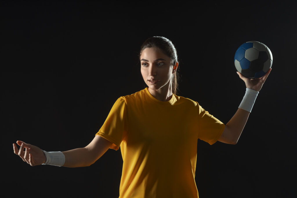 studio portrait handball player